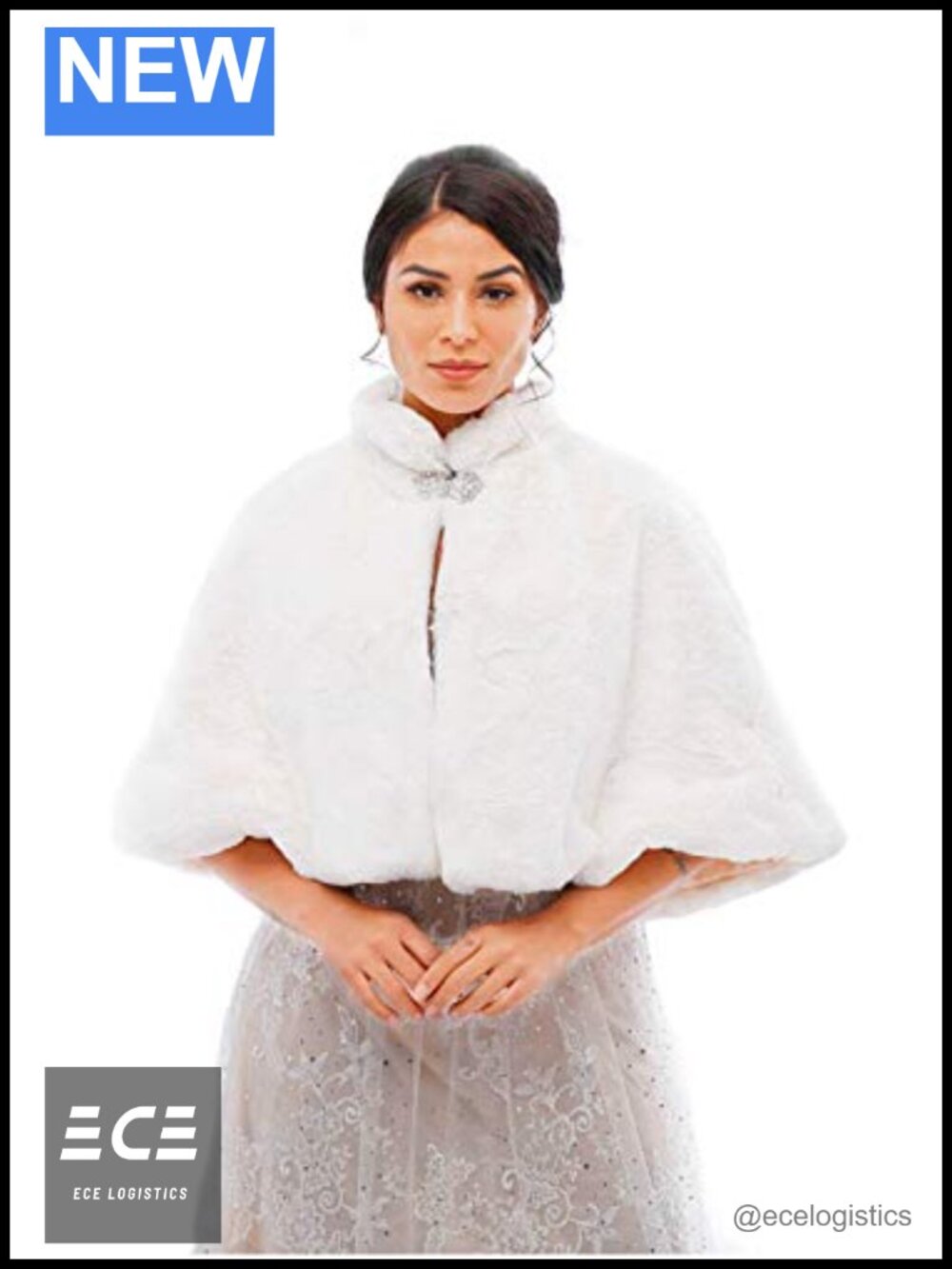 Faux Fur Shawl Wrap Bridal Stole Cape for Wedding & Bridesmaids